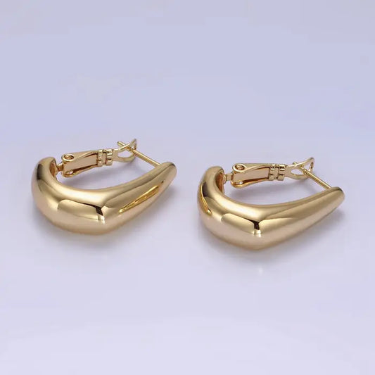 14K Gold Filled 22mm J-Shaped Geometric Hinge Hoop Earrings