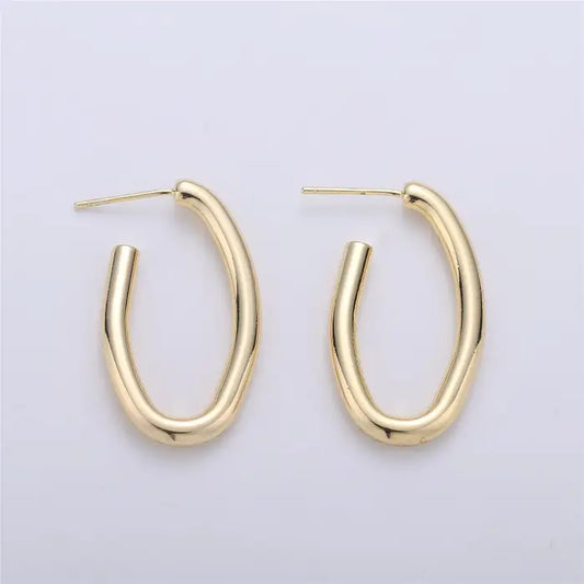 16K Gold-filled J-shaped Hoop Earrings